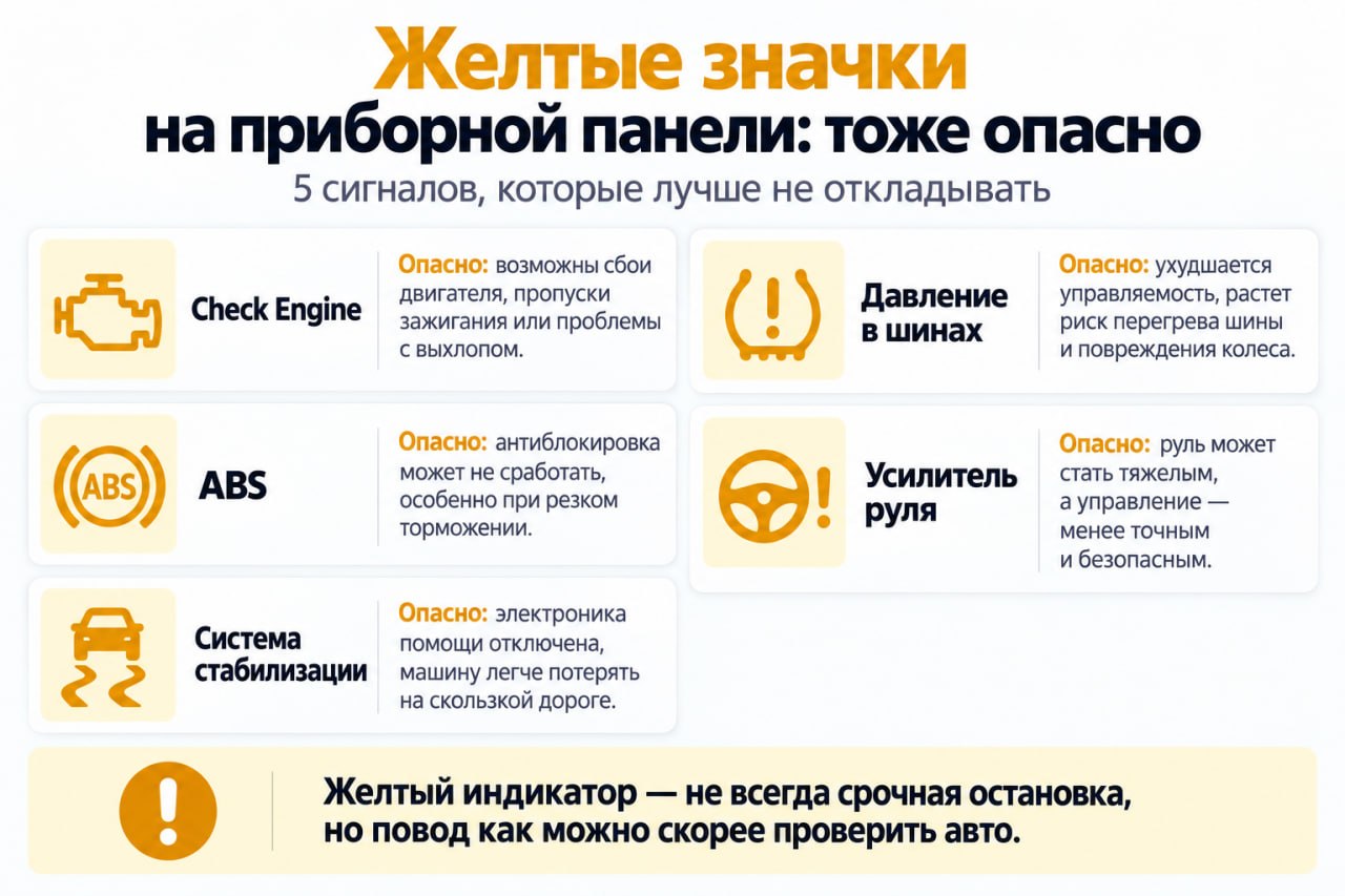 желтые значки на приборной панели