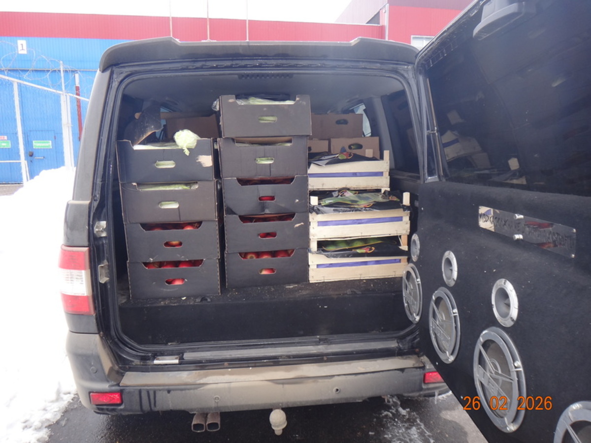 ящики с фруктами и овощами в машине