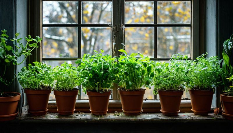 Зелень на подоконнике