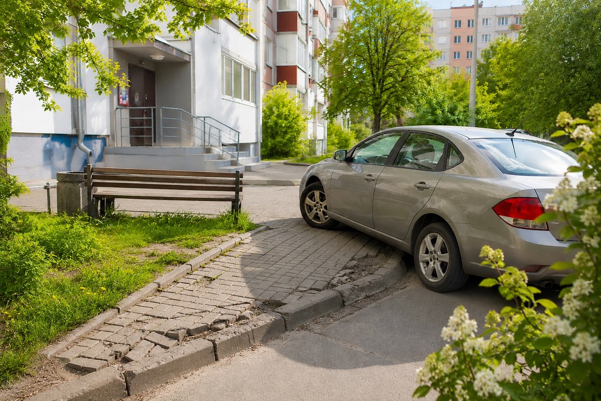 авто на тротуаре, изображение сгенерировано ИИ