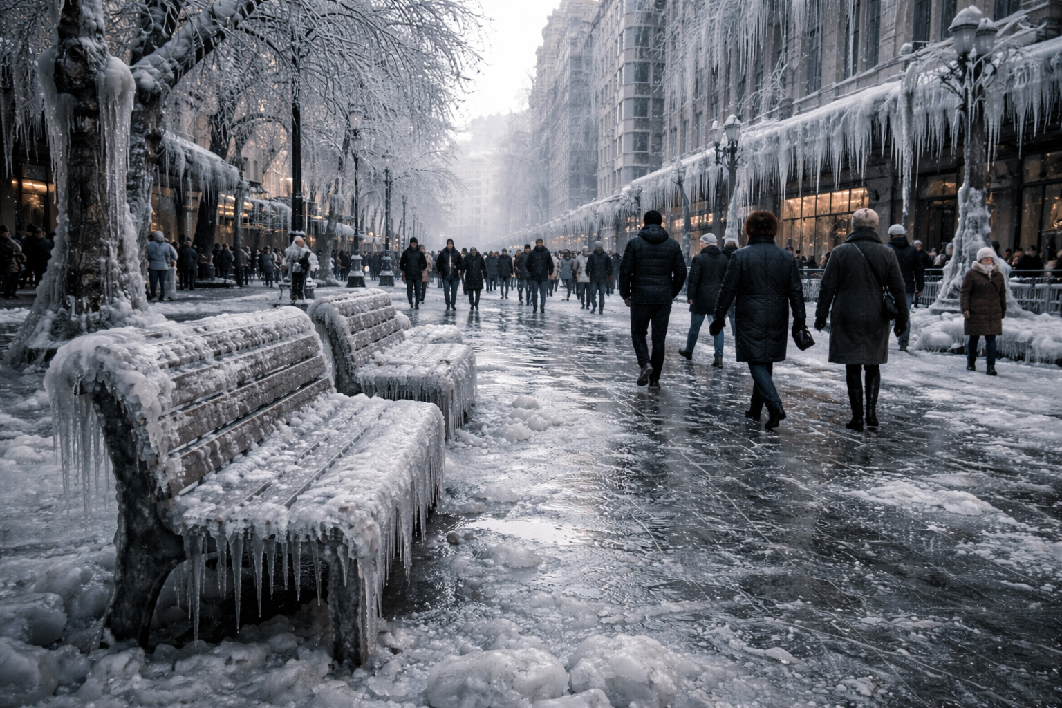 город во льду