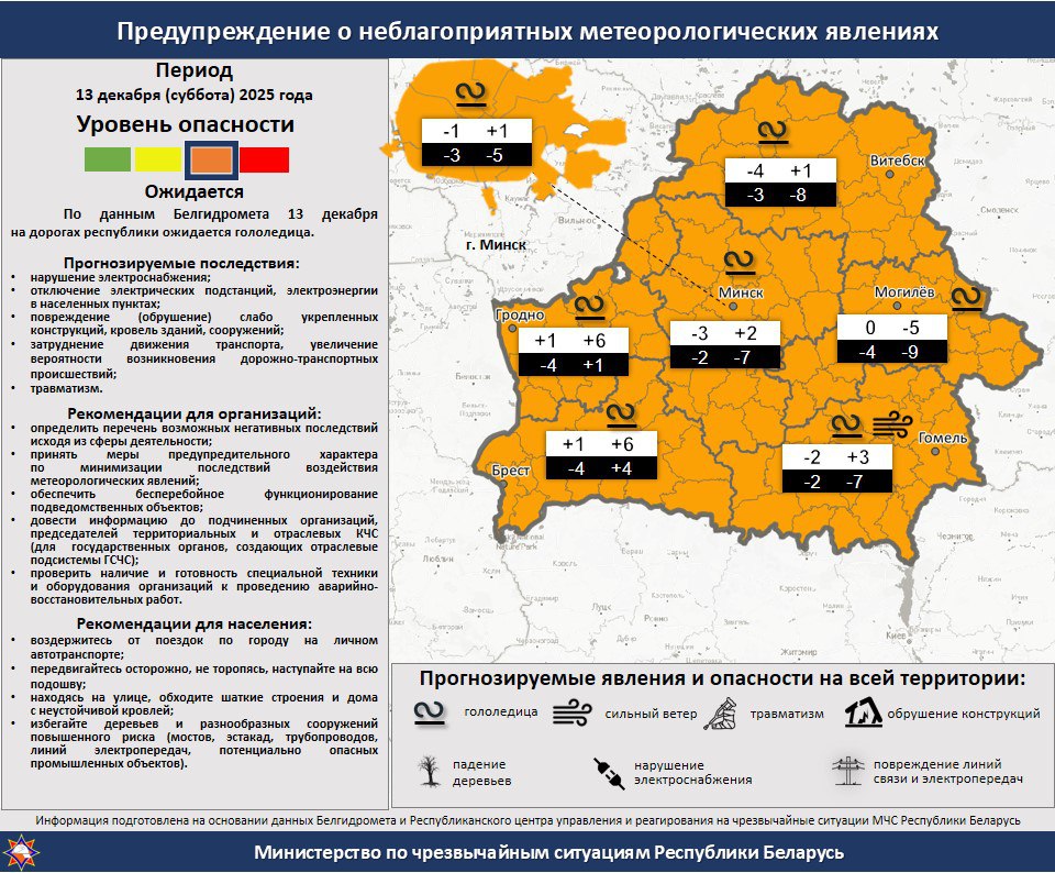 Карта метеопредупреждений от МЧС