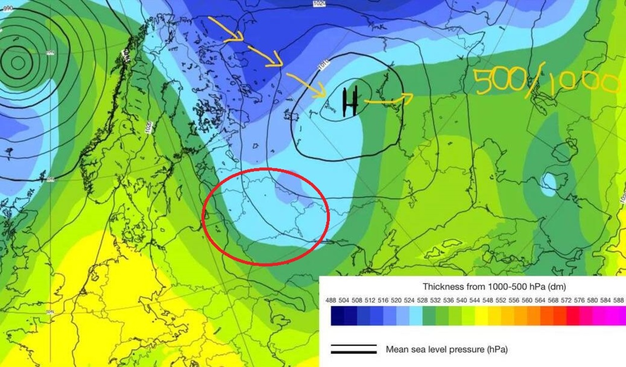 вторжение холода из Скандинавии в Беларусь в начале марта