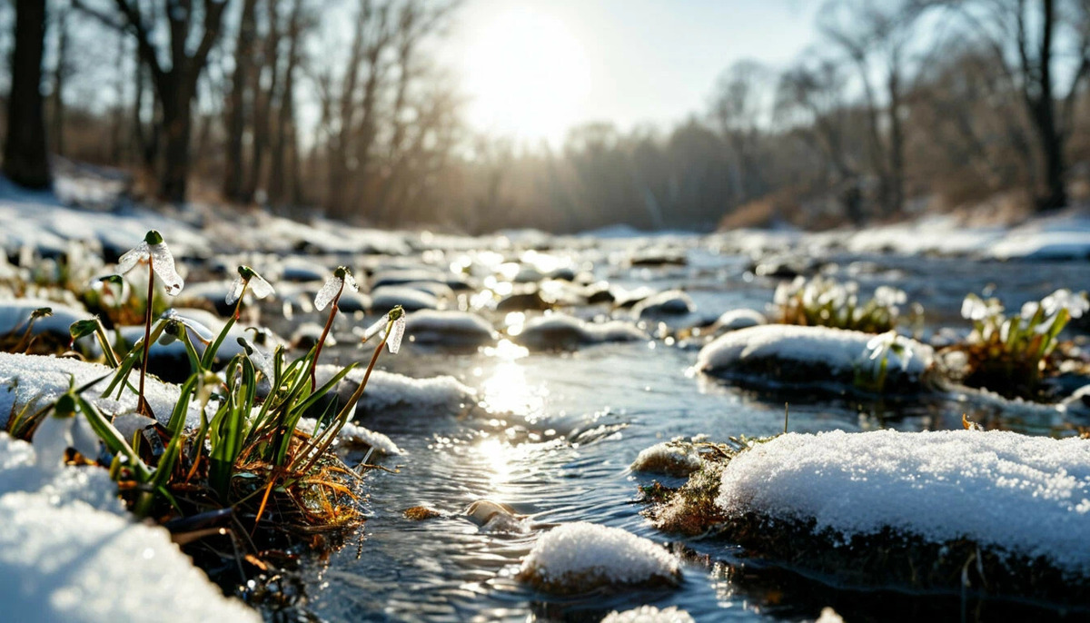 снег активно тает в начале весны