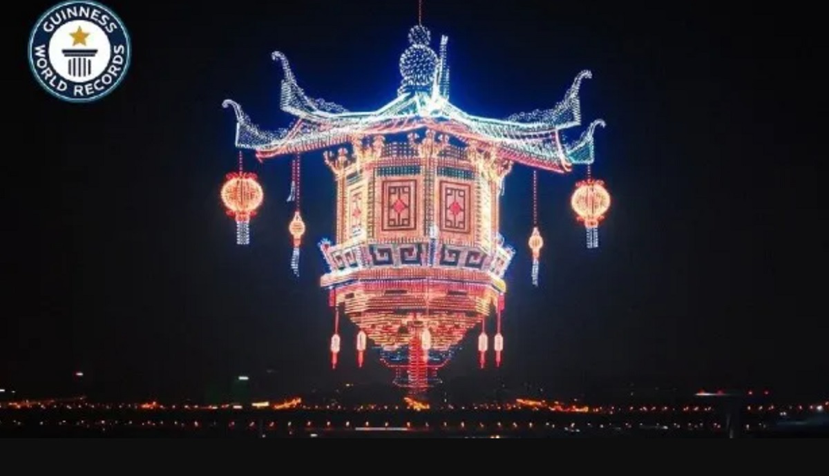 шоу дронов в Китае шоу дронов в Китае