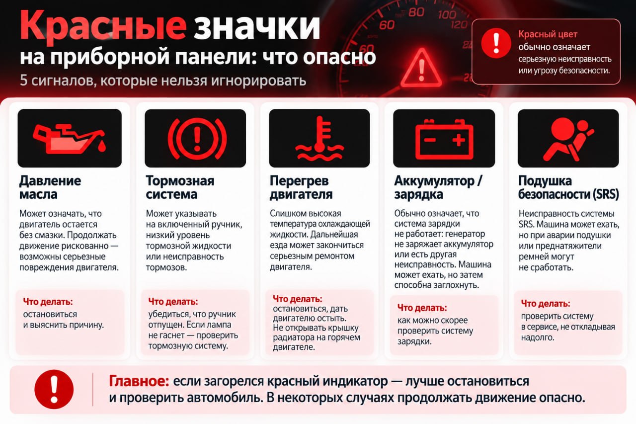 красные значки на приборной панели
