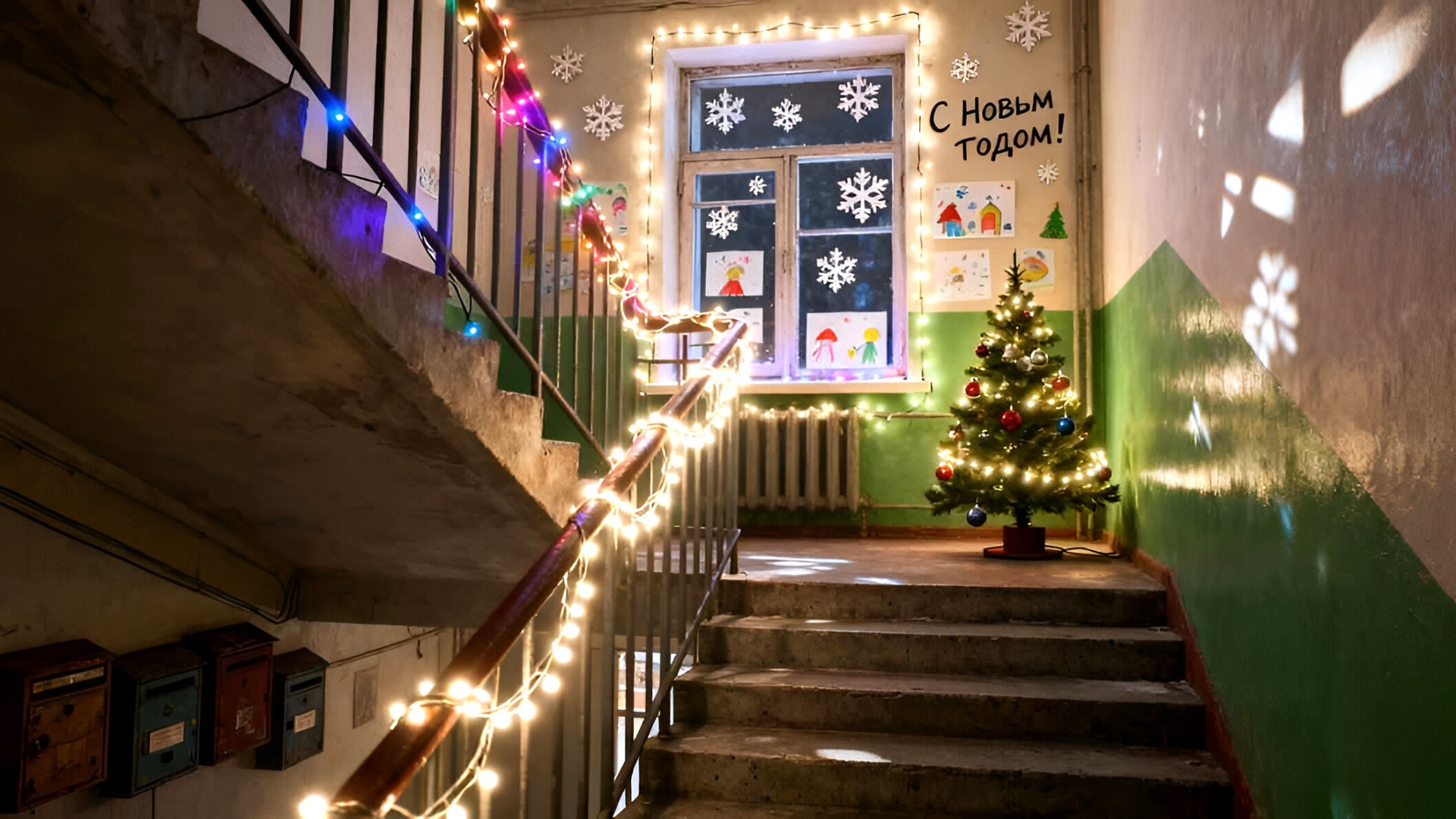 Гирлянда на окне