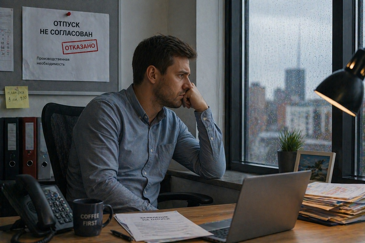 в отпуске отказано