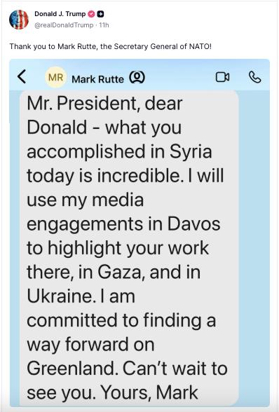 переписка Трампа с Рютте