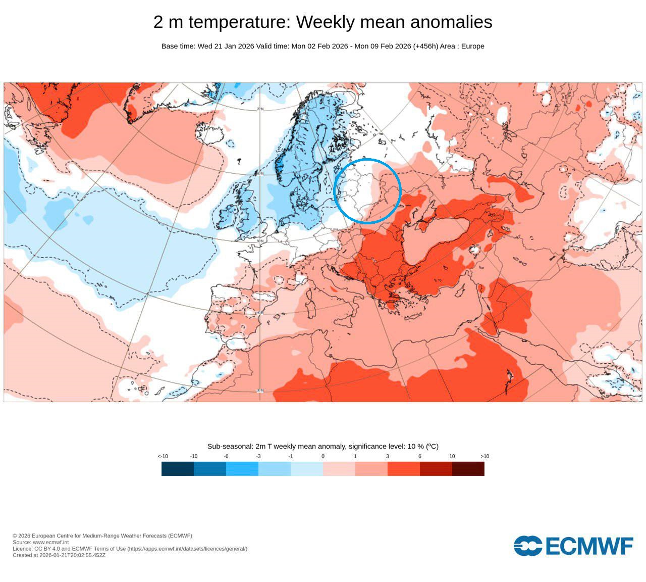 Температурные аномалии со 2 по 9 января