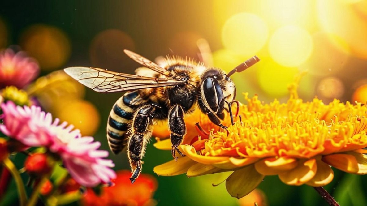 пчела на цветке