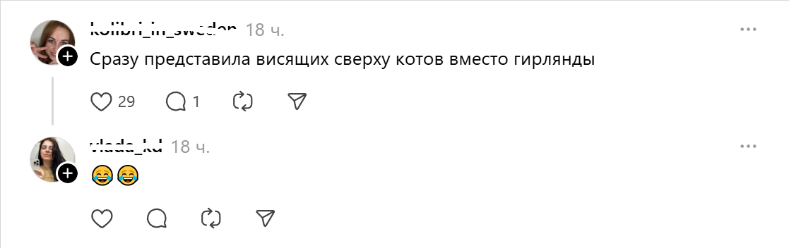 Тредс-елка-коты-гирлянда