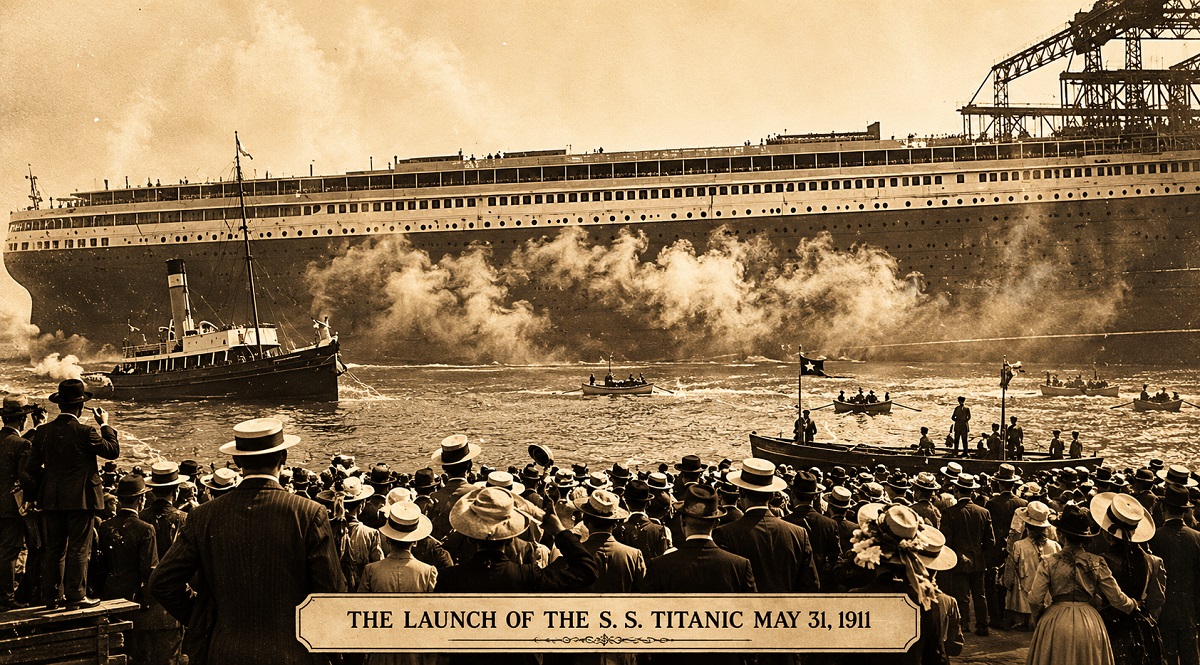 Спуск "Титаника" на воду 31 мая 1911 года
