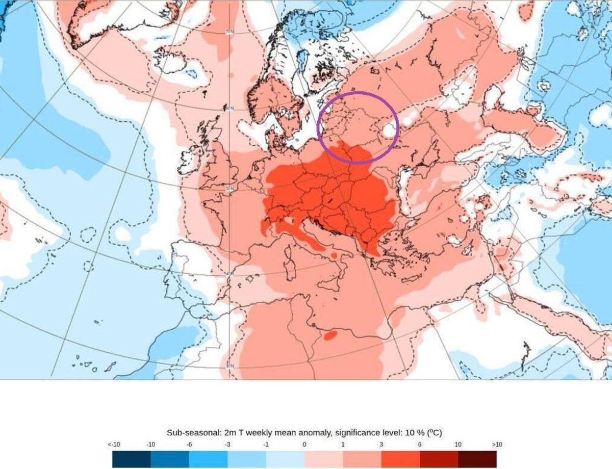 Положительная температурная аномалия в Беларуси со 2 по 9 марта