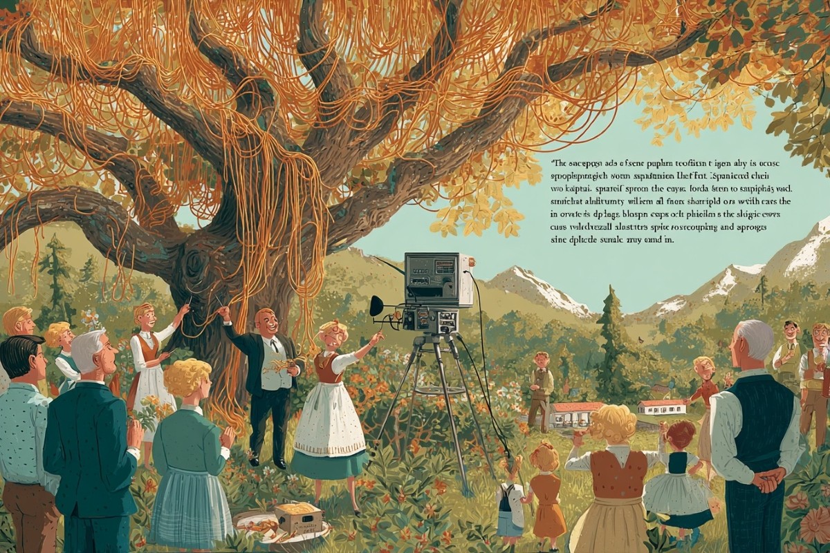 4-Классика розыгрышей - сбор спагетти с деревьев в горах Швейцарии.jpg