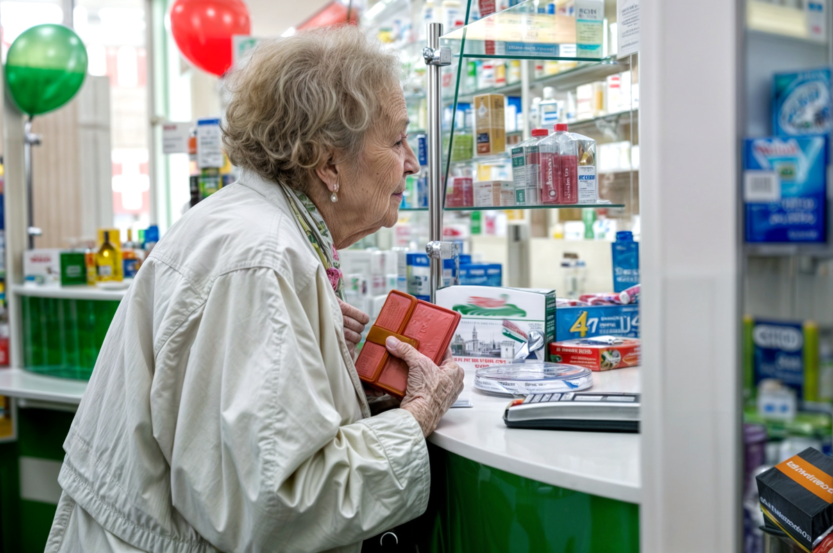 Бабушка в аптеке