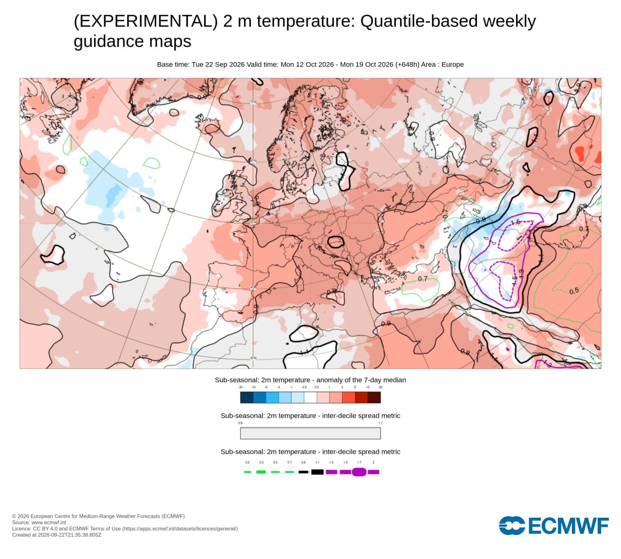 Карта температурных аномалий от ECMWF с 12 по 19 октября