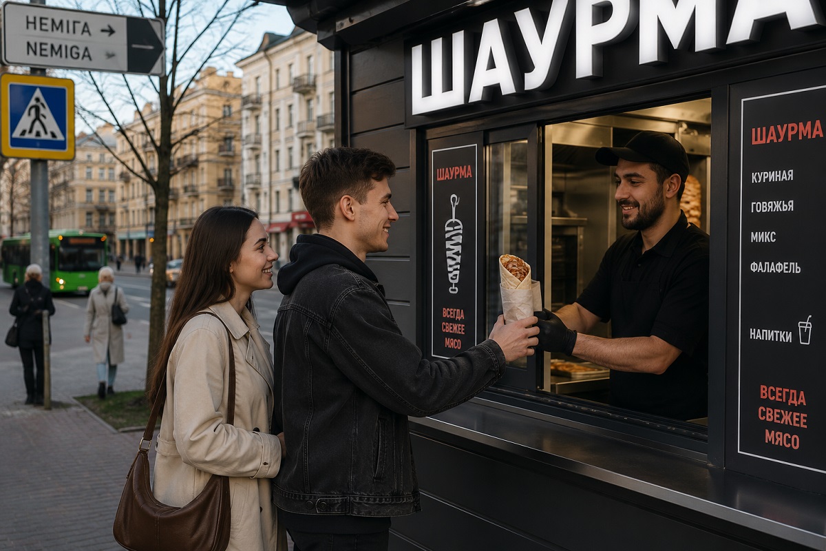Покупка шаурмы. Изображение сгенерировано ИИ