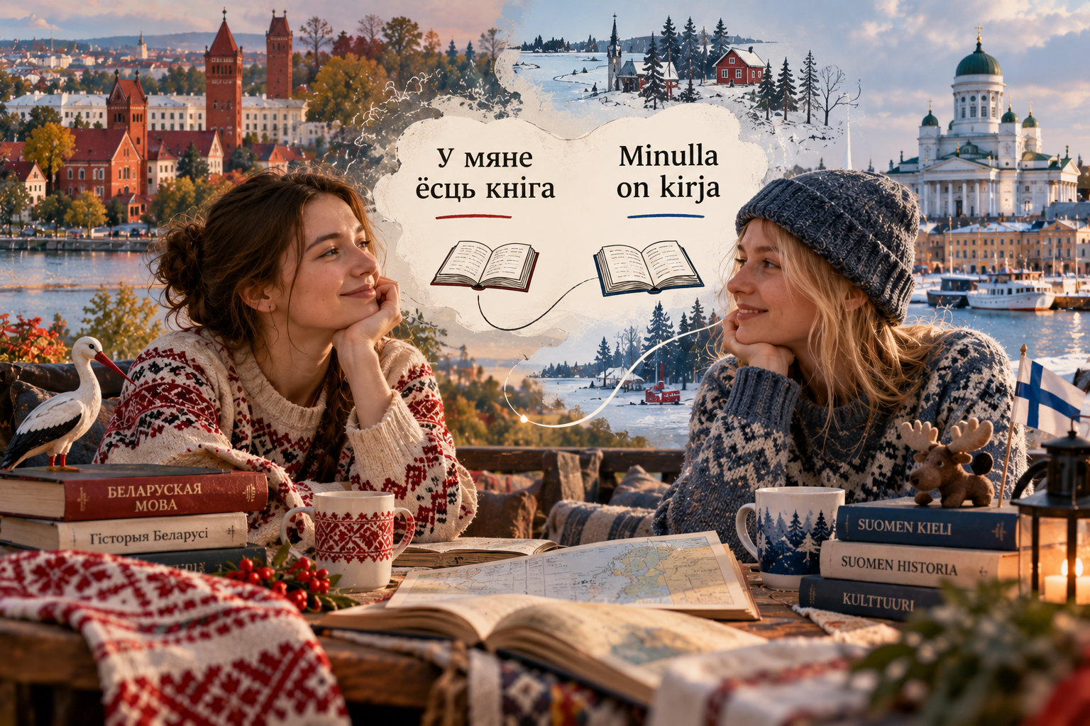 у меня есть книга по-белорусски и по-фински у меня есть книга по-белорусски и по-фински