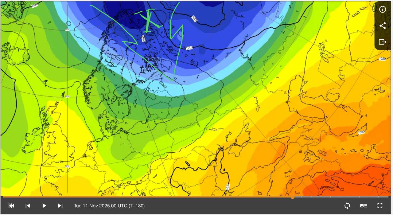 приход похолодания в Беларусь 11 ноября