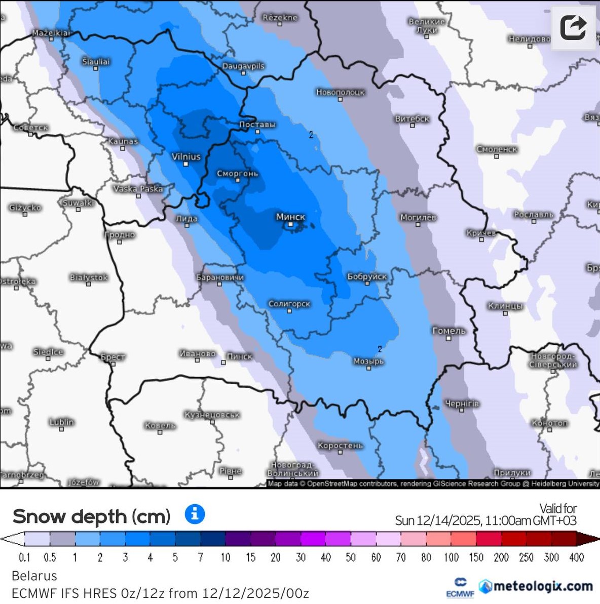 Карта прогноза синоптиков