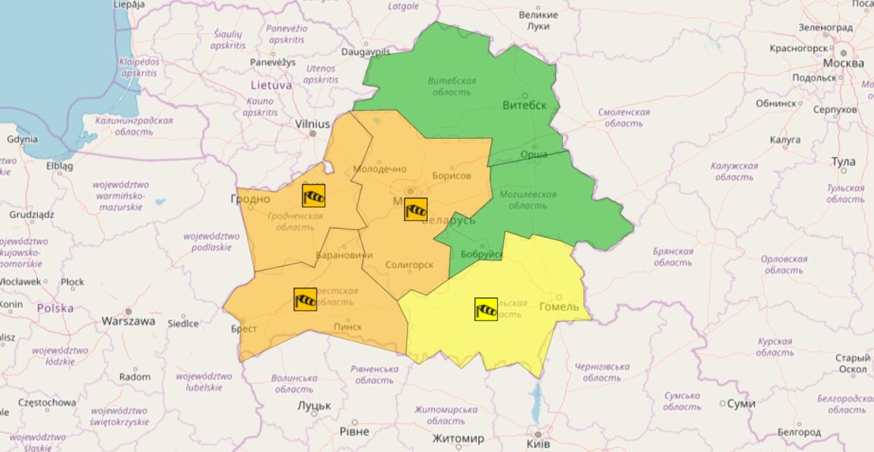 Оранжевый и желтый уровни опасности в Беларуси 7 апреля