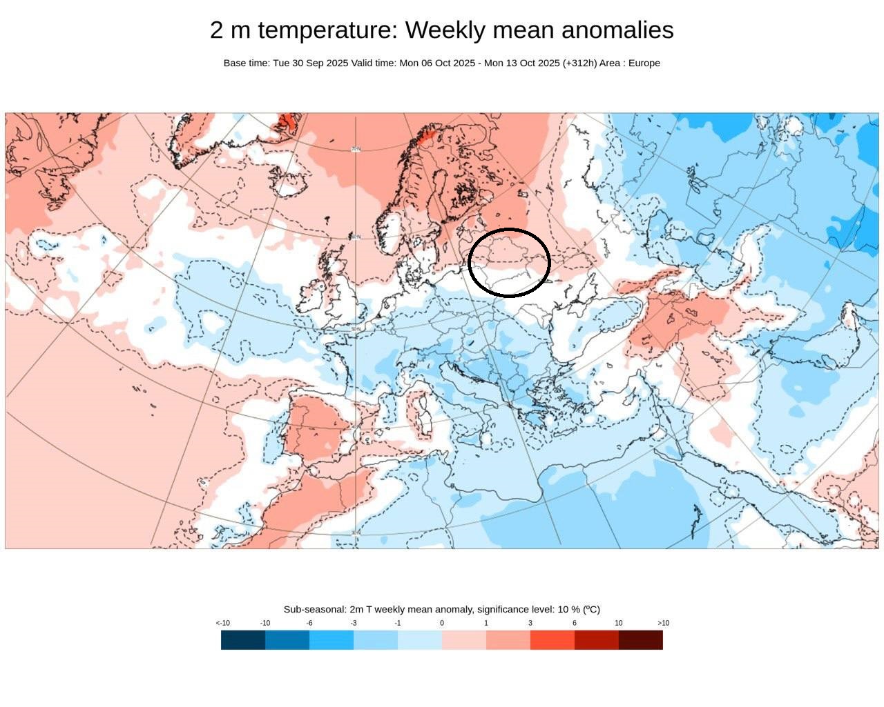 карта средненедельных аномалий