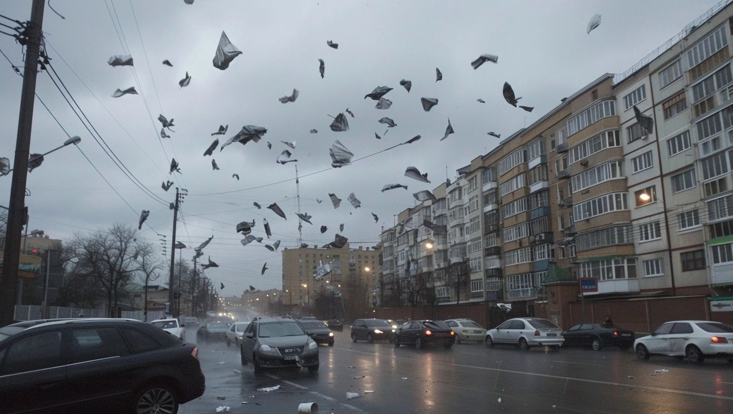 сильный ветер и дождь