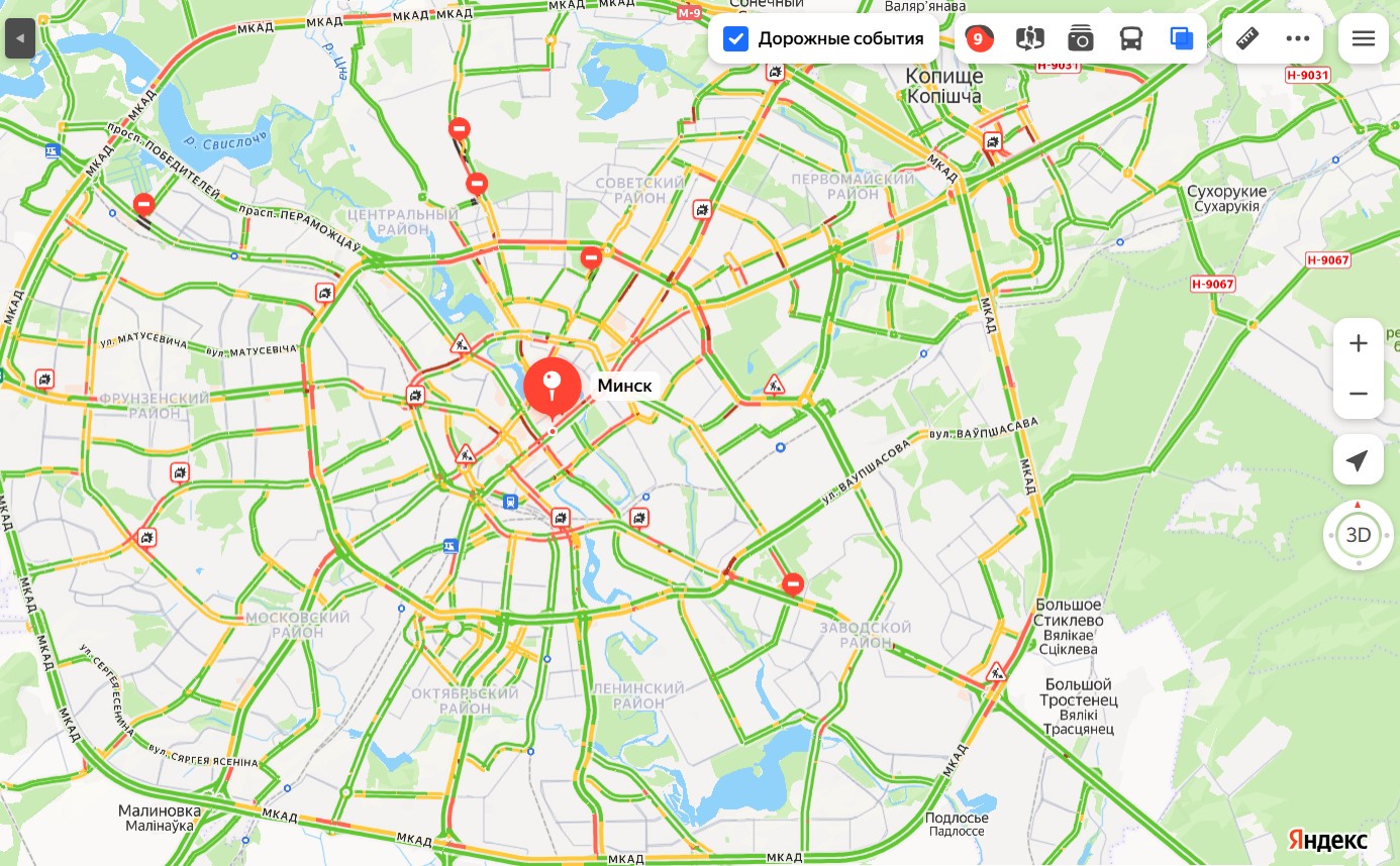 9-балльные пробки в Минске 9-балльные пробки в Минске