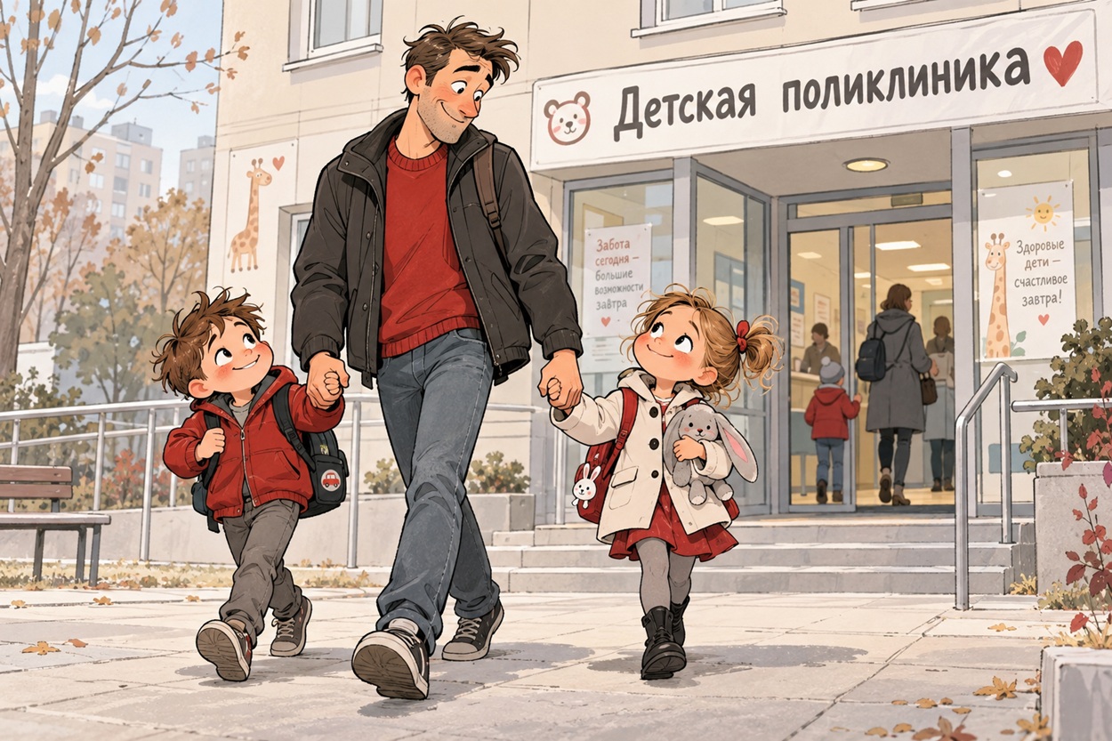 папа с детьми