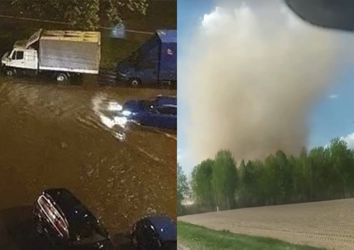 подтопленный Минск и пылевой вихрь