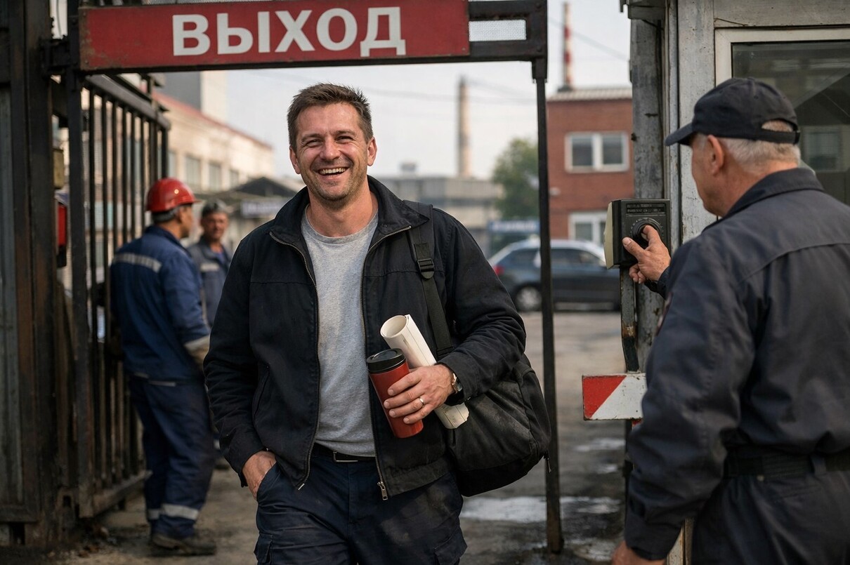 мужчина уходит с работы раньше