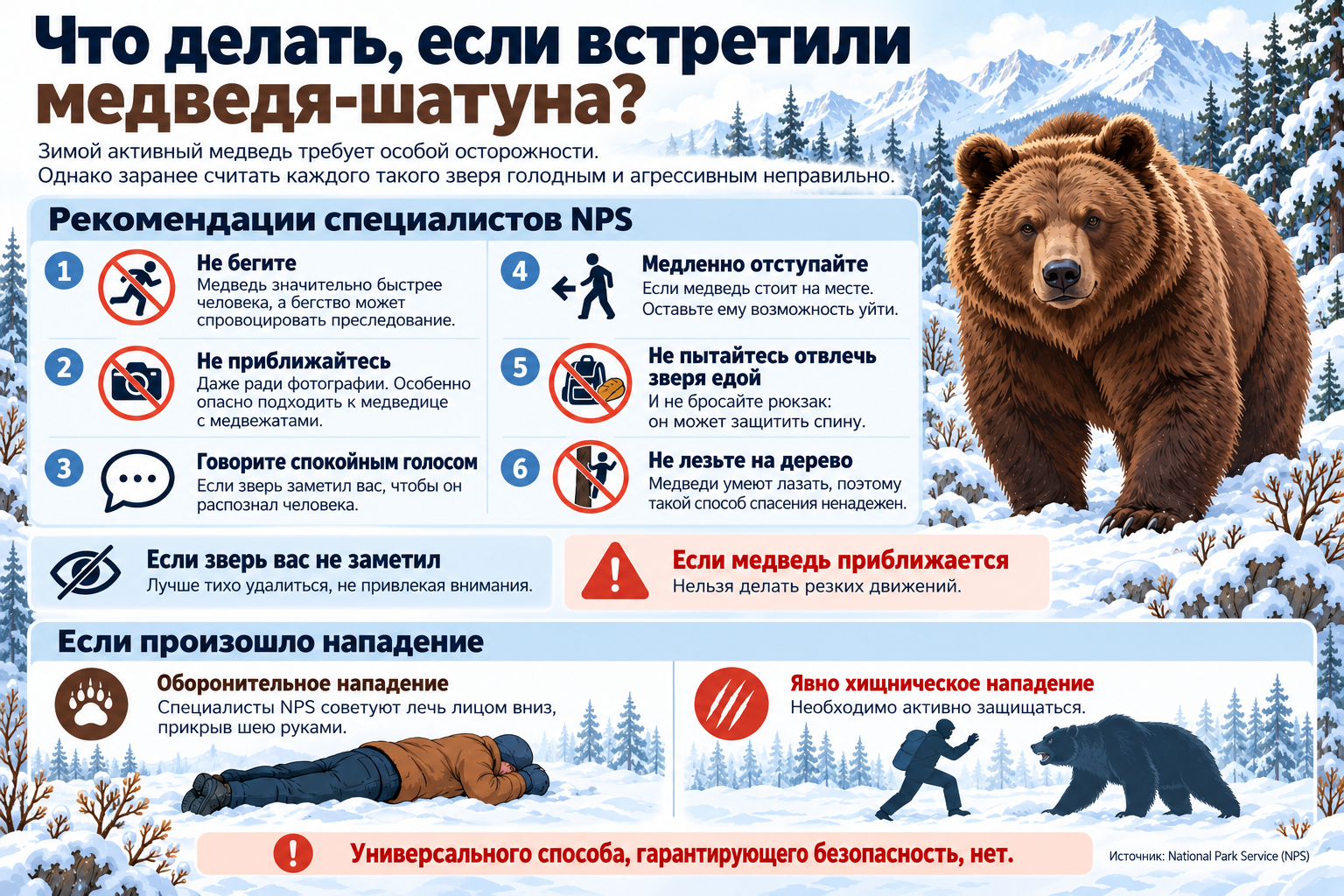инфографика Что делать, если встретили медведя-шатуна