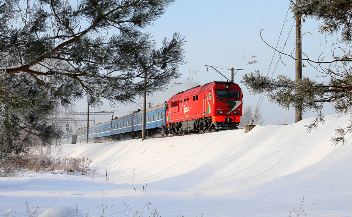 поезд зимой