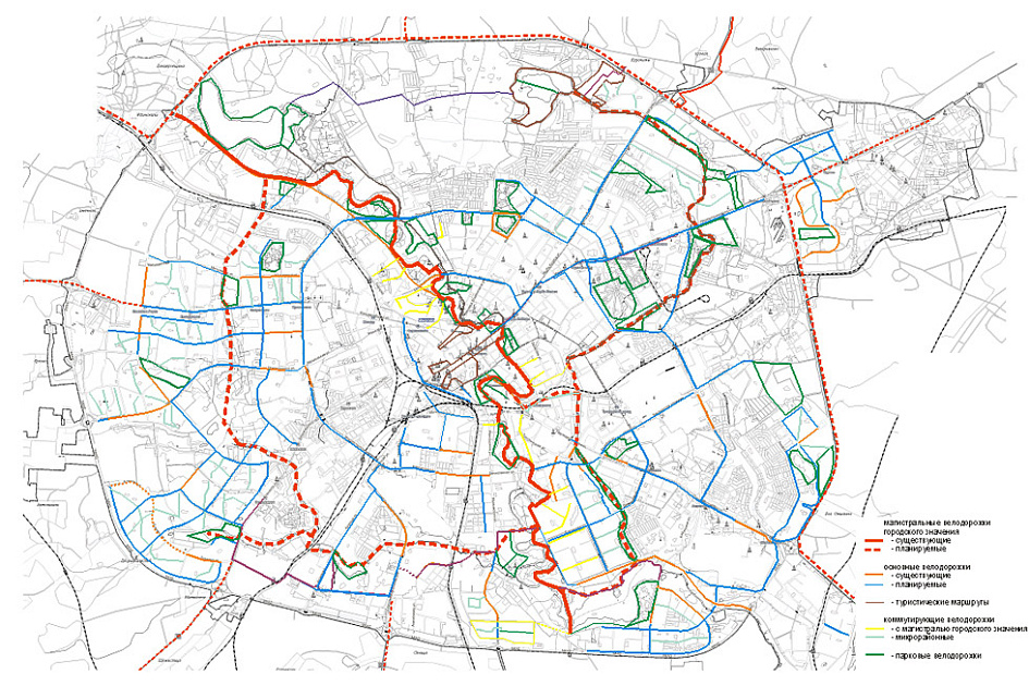 Велодорожки в минске схема