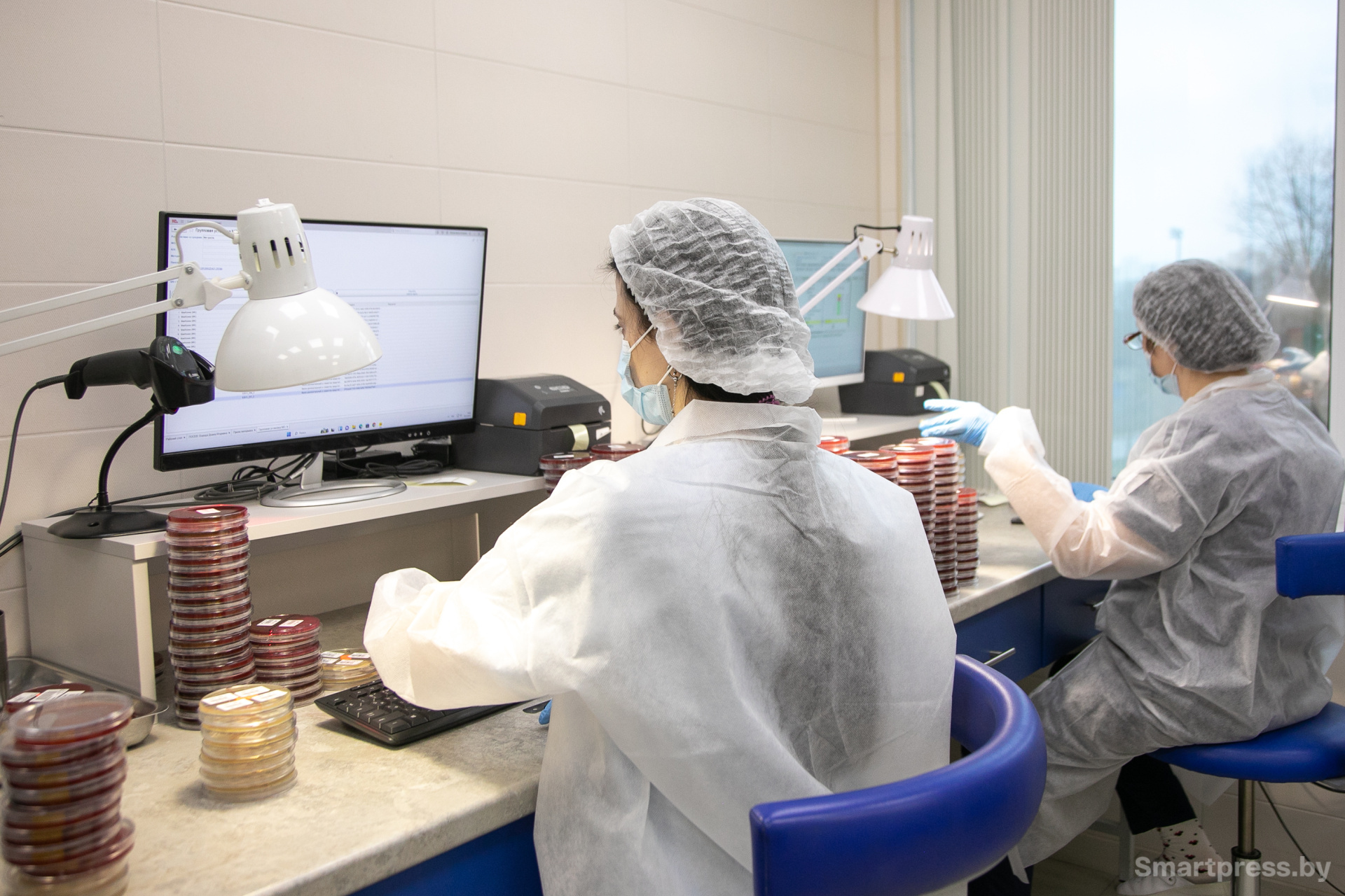 Сотрудники микробиологической лаборатории