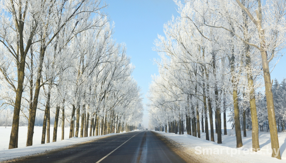 зима мороз снег дорога
