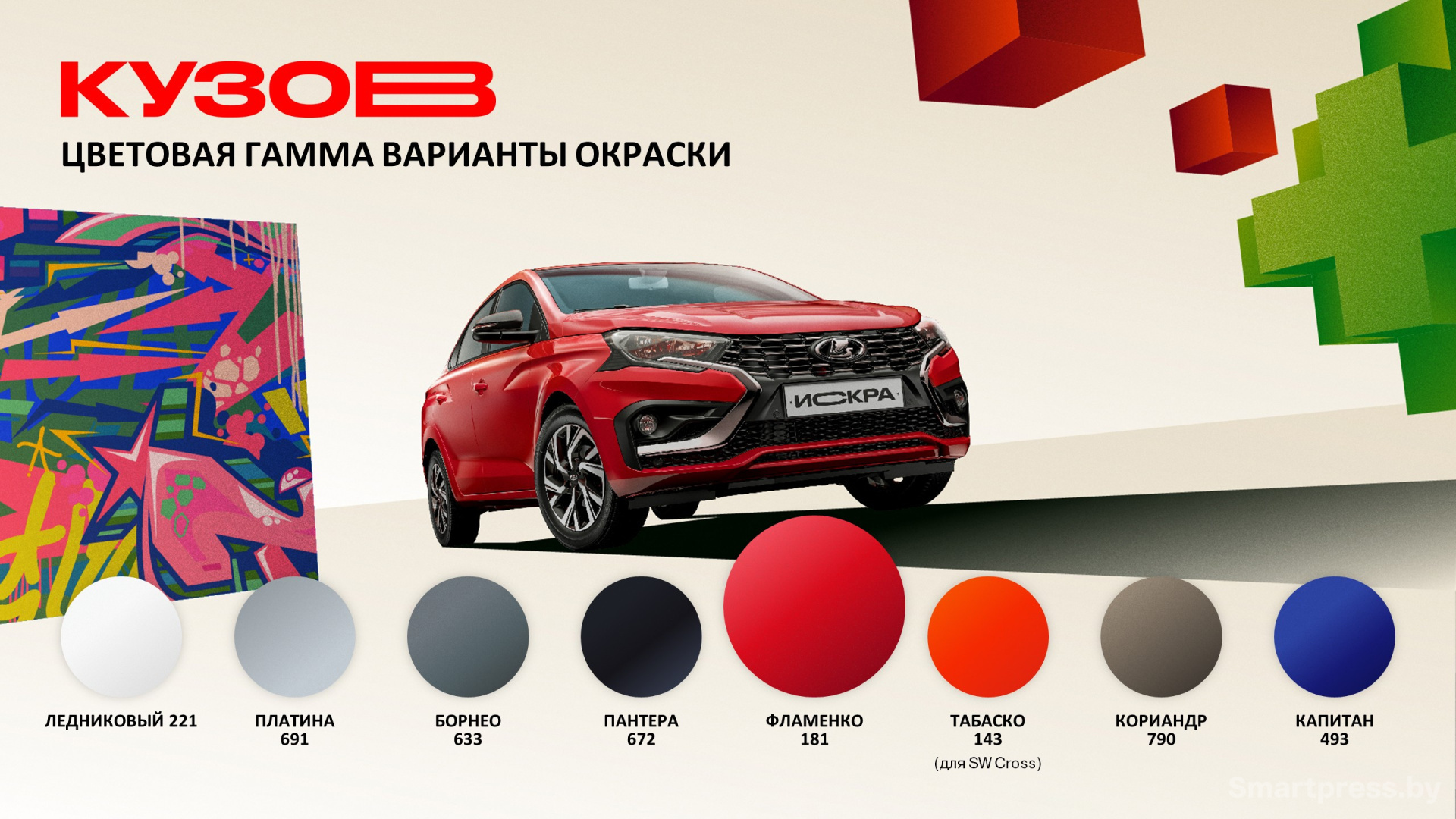 Цветовая гамма вариантов окраски LADA Iskra