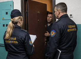 Телевизор пошел в ход: под Гомелем должник бросил технику в машину судебных исполнителей