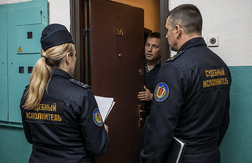 Телевизор пошел в ход: под Гомелем должник бросил технику в машину судебных исполнителей