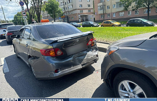“Паровозик” из четырех авто на Партизанском проспекте в Минске. Никто не пострадал