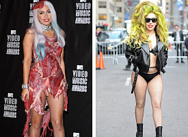 Розовый противогаз и платье из мяса. 20 самых ярких и эпатажных образов к юбилею Леди Гаги