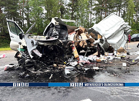 Mercedes врезался в лесовоз на Могилёвщине – один человек погиб, второй в больнице