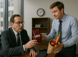 Начальник заплатит 12,6 тыс. рублей штрафа за кофе и овощи от подчиненных