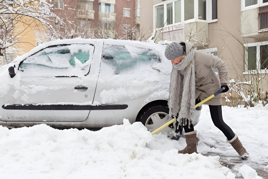 Чистка территории от снега вокруг авто Чистка территории от снега вокруг авто