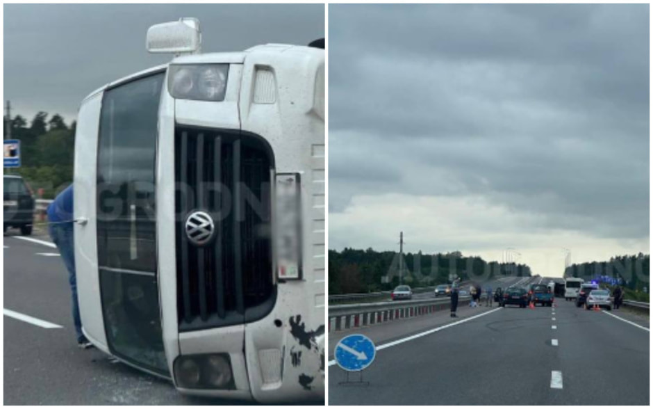 На трассе возле Щучина перевернулась маршрутка 