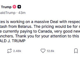 Трамп заявил о “масштабной сделке” по закупке калия у Беларуси