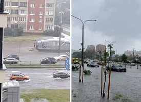 Минск снова ушел под воду: ливень затопил улицы, водителям пришлось “плыть”