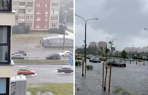 Минск снова ушел под воду: ливень затопил улицы, водителям пришлось “плыть”