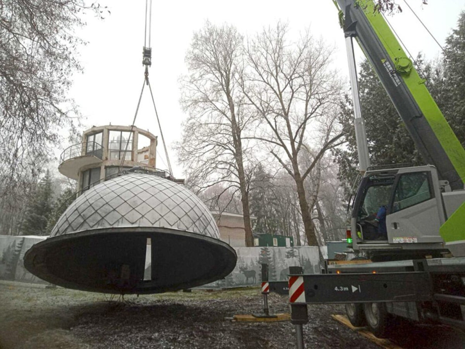 снятие купола с обсерватории Минского планетария